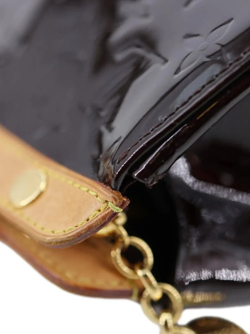 Louis Vuitton  Brea MM Monogram Vernis Satchel Bag Amarante